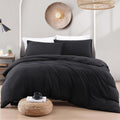 Hotel Soft Microfiber Duvet Cover Set-2000TC Quilt Cover Set & Pillowcases -1 Donna Cover Zipper Closure & 1 x Pillowcases-Breathable Bedding - Wrinkle, Fade, Stain Resistant(Black,King Single)