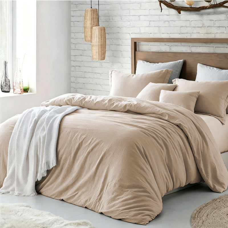 Hotel Soft Microfiber Duvet Cover Set-2000TC Quilt Cover Set & Pillowcases -1 Donna Cover Zipper Closure & 1 x Pillowcases-Breathable Bedding - Wrinkle, Fade, Stain Resistant(Camel Beige,King Single)