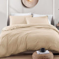 Hotel Soft Microfiber Duvet Cover Set-2000TC Quilt Cover Set & Pillowcases -1 Donna Cover Zipper Closure & 1 x Pillowcases-Breathable Bedding - Wrinkle, Fade, Stain Resistant(Camel Beige,King Single)
