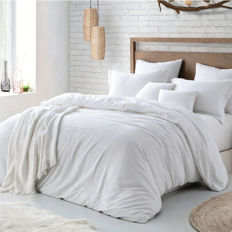 Hotel Soft Microfiber Duvet Cover Set-2000TC Quilt Cover Set & Pillowcases -1 Donna Cover Zipper Closure & 1 x Pillowcases-Breathable Bedding - Wrinkle, Fade, Stain Resistant(White,Queen)