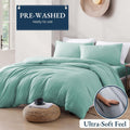 Hotel Soft Microfiber Duvet Cover Set-2000TC Quilt Cover Set & Pillowcases -1 Donna Cover Zipper Closure & 1 x Pillowcases-Breathable Bedding - Wrinkle, Fade, Stain Resistant(Ice Blue,Queen)