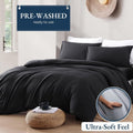 Hotel Soft Microfiber Duvet Cover Set-2000TC Quilt Cover Set & Pillowcases -1 Donna Cover Zipper Closure & 1 x Pillowcases-Breathable Bedding - Wrinkle, Fade, Stain Resistant(Black,Queen)
