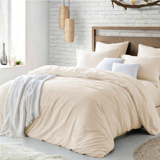 Hotel Soft Microfiber Duvet Cover Set-2000TC Quilt Cover Set & Pillowcases -1 Donna Cover Zipper Closure & 1 x Pillowcases-Breathable Bedding - Wrinkle, Fade, Stain Resistant(Cream White,Queen)