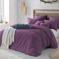 Hotel Soft Microfiber Duvet Cover Set-2000TC Quilt Cover Set & Pillowcases -1 Donna Cover Zipper Closure & 1 x Pillowcases-Breathable Bedding - Wrinkle, Fade, Stain Resistant(Purple,Queen)