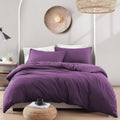 Hotel Soft Microfiber Duvet Cover Set-2000TC Quilt Cover Set & Pillowcases -1 Donna Cover Zipper Closure & 1 x Pillowcases-Breathable Bedding - Wrinkle, Fade, Stain Resistant(Purple,Queen)