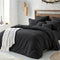 Hotel Soft Microfiber Duvet Cover Set-2000TC Quilt Cover Set & Pillowcases -1 Donna Cover Zipper Closure & 1 x Pillowcases-Breathable Bedding - Wrinkle, Fade, Stain Resistant(Black,Single)