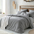 Hotel Soft Microfiber Duvet Cover Set-2000TC Quilt Cover Set & Pillowcases -1 Donna Cover Zipper Closure & 1 x Pillowcases-Breathable Bedding - Wrinkle, Fade, Stain Resistant(Grey,Single)
