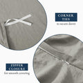Hotel Soft Microfiber Duvet Cover Set-2000TC Quilt Cover Set & Pillowcases -1 Donna Cover Zipper Closure & 1 x Pillowcases-Breathable Bedding - Wrinkle, Fade, Stain Resistant(Grey,Single)