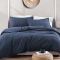 Hotel Soft Microfiber Duvet Cover Set-2000TC Quilt Cover Set & Pillowcases -1 Donna Cover Zipper Closure & 1 x Pillowcases-Breathable Bedding - Wrinkle, Fade, Stain Resistant(Navy,Single)
