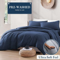 Hotel Soft Microfiber Duvet Cover Set-2000TC Quilt Cover Set & Pillowcases -1 Donna Cover Zipper Closure & 1 x Pillowcases-Breathable Bedding - Wrinkle, Fade, Stain Resistant(Navy,Single)