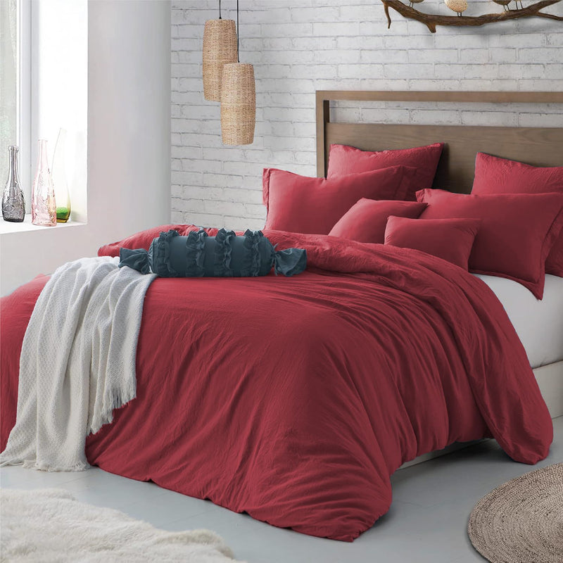 Hotel Soft Microfiber Duvet Cover Set-2000TC Quilt Cover Set & Pillowcases -1 Donna Cover Zipper Closure & 1 x Pillowcases-Breathable Bedding - Wrinkle, Fade, Stain Resistant(Red,Super King)