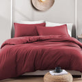 Hotel Soft Microfiber Duvet Cover Set-2000TC Quilt Cover Set & Pillowcases -1 Donna Cover Zipper Closure & 1 x Pillowcases-Breathable Bedding - Wrinkle, Fade, Stain Resistant(Red,Super King)