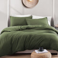 Hotel Soft Microfiber Duvet Cover Set-2000TC Quilt Cover Set & Pillowcases -1 Donna Cover Zipper Closure & 1 x Pillowcases-Breathable Bedding - Wrinkle, Fade, Stain Resistant(Olive green,Super King)