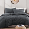 Hotel Soft Microfiber Duvet Cover Set-2000TC Quilt Cover Set & Pillowcases -1 Donna Cover Zipper Closure & 1 x Pillowcases-Breathable Bedding - Wrinkle, Fade, Stain Resistant(Dark gray,Super King)