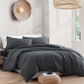 Hotel Soft Microfiber Duvet Cover Set-2000TC Quilt Cover Set & Pillowcases -1 Donna Cover Zipper Closure & 1 x Pillowcases-Breathable Bedding - Wrinkle, Fade, Stain Resistant(Dark gray,Super King)
