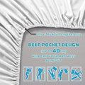 Hotel Quality Fitted Sheet - 1 Piece Fitted Sheet  -Breathable Bedding - Wrinkle, Fade, Stain Resistant- 16inch/40cm Deep Pocket Fitted Bed Sheet-Wrinkle and Fade Resistant,(White,Double)