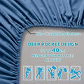 Hotel Quality Fitted Sheet - 1 Piece Fitted Sheet  -Breathable Bedding - Wrinkle, Fade, Stain Resistant- 16inch/40cm Deep Pocket Fitted Bed Sheet-Wrinkle and Fade Resistant,(Ocean,King)