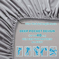 Hotel Quality Fitted Sheet - 1 Piece Fitted Sheet  -Breathable Bedding - Wrinkle, Fade, Stain Resistant- 16inch/40cm Deep Pocket Fitted Bed Sheet-Wrinkle and Fade Resistant,(Silver-gray,King)