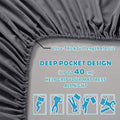 Hotel Quality Fitted Sheet - 1 Piece Fitted Sheet  -Breathable Bedding - Wrinkle, Fade, Stain Resistant- 16inch/40cm Deep Pocket Fitted Bed Sheet-Wrinkle and Fade Resistant,(Dark gray,King Single)