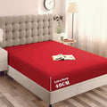 Hotel Quality Fitted Sheet - 1 Piece Fitted Sheet  -Breathable Bedding - Wrinkle, Fade, Stain Resistant- 16inch/40cm Deep Pocket Fitted Bed Sheet-Wrinkle and Fade Resistant,(Red,Queen)