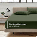 Hotel Quality Fitted Sheet - 1 Piece Fitted Sheet  -Breathable Bedding - Wrinkle, Fade, Stain Resistant- 16inch/40cm Deep Pocket Fitted Bed Sheet-Wrinkle and Fade Resistant,(Olive green,Queen)
