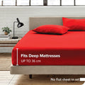 Hotel Quality Fitted Sheet - 1 Piece Fitted Sheet  -Breathable Bedding - Wrinkle, Fade, Stain Resistant- 16inch/40cm Deep Pocket Fitted Bed Sheet-Wrinkle and Fade Resistant,(Red,Single)