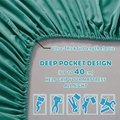Hotel Quality Fitted Sheet - 1 Piece Fitted Sheet  -Breathable Bedding - Wrinkle, Fade, Stain Resistant- 16inch/40cm Deep Pocket Fitted Bed Sheet-Wrinkle and Fade Resistant,(Biscay blue,Single)