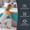 Hotel Quality Fitted Sheet - 1 Piece Fitted Sheet  -Breathable Bedding - Wrinkle, Fade, Stain Resistant- 16inch/40cm Deep Pocket Fitted Bed Sheet-Wrinkle and Fade Resistant,(Ice blue,Super King)