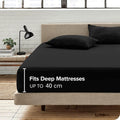 Hotel Quality Fitted Sheet - 1 Piece Fitted Sheet  -Breathable Bedding - Wrinkle, Fade, Stain Resistant- 16inch/40cm Deep Pocket Fitted Bed Sheet-Wrinkle and Fade Resistant,(Black,Super King)