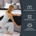 Hotel Quality Fitted Sheet - 1 Piece Fitted Sheet  -Breathable Bedding - Wrinkle, Fade, Stain Resistant- 16inch/40cm Deep Pocket Fitted Bed Sheet-Wrinkle and Fade Resistant,(Black,Super King)