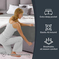 Hotel Quality Fitted Sheet - 1 Piece Fitted Sheet  -Breathable Bedding - Wrinkle, Fade, Stain Resistant- 16inch/40cm Deep Pocket Fitted Bed Sheet-Wrinkle and Fade Resistant,(Grey,Super King)