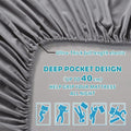 Hotel Quality Fitted Sheet - 1 Piece Fitted Sheet  -Breathable Bedding - Wrinkle, Fade, Stain Resistant- 16inch/40cm Deep Pocket Fitted Bed Sheet-Wrinkle and Fade Resistant,(Grey,Super King)