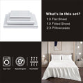 Art Silk Satin Sheet Set Hotel 4 Pieces Fitted/Flat Sheet Bedding Set-Luxury Soft Silky Sheets for Hair and Skin, Similar to Silk Bed Sheets Set 4 Pieces(Double,White)