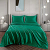 Art Silk Satin Sheet Set Hotel 4 Pieces Fitted/Flat Sheet Bedding Set-Luxury Soft Silky Sheets for Hair and Skin, Similar to Silk Bed Sheets Set 4 Pieces(Double,Green)