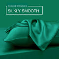Art Silk Satin Sheet Set Hotel 4 Pieces Fitted/Flat Sheet Bedding Set-Luxury Soft Silky Sheets for Hair and Skin, Similar to Silk Bed Sheets Set 4 Pieces(Double,Green)