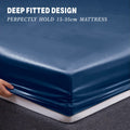 Art Silk Satin Sheet Set Hotel 4 Pieces Fitted/Flat Sheet Bedding Set-Luxury Soft Silky Sheets for Hair and Skin, Similar to Silk Bed Sheets Set 4 Pieces(King,Navy)