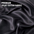 Art Silk Satin Sheet Set Hotel 4 Pieces Fitted/Flat Sheet Bedding Set-Luxury Soft Silky Sheets for Hair and Skin, Similar to Silk Bed Sheets Set 4 Pieces(Queen,Black)