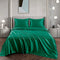 Art Silk Satin Sheet Set Hotel 4 Pieces Fitted/Flat Sheet Bedding Set-Luxury Soft Silky Sheets for Hair and Skin, Similar to Silk Bed Sheets Set 4 Pieces(Queen,Green)