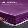 Art Silk Satin Sheet Set Hotel 4 Pieces Fitted/Flat Sheet Bedding Set-Luxury Soft Silky Sheets for Hair and Skin, Similar to Silk Bed Sheets Set 4 Pieces(Super King,Purple)