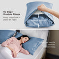 Silk Pillowcase for Hair and Skin Mulberry Silk Pillowcase Soft Breathable Smooth Both Sided Natural Silk Pillowcase with Envelope pocket Beauty Sleep Silk Pillow Case for Gift (2 Pack, Standard, Sea Blue)