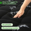 800GSM Mattress Topper Viscose Derived from Bamboo, Thick Pillowtop Fitted Mattress Cover with 45cm Deep Skirt - Machine Washable Hypoallergenic(Double,Black)