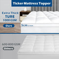 1000GSM Mattress Topper Viscose Derived from Bamboo, Thick Pillowtop Fitted Mattress Cover with 45cm Deep Skirt - Machine Washable Hypoallergenic(King,white)