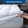 1000GSM Mattress Topper Viscose Derived from Bamboo, Thick Pillowtop Fitted Mattress Cover with 45cm Deep Skirt - Machine Washable Hypoallergenic(King,white)