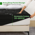 800GSM Mattress Topper Viscose Derived from Bamboo, Thick Pillowtop Fitted Mattress Cover with 45cm Deep Skirt - Machine Washable Hypoallergenic(Super King,Black)
