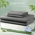 3 Piece Hotel Bamboo Cooling Fitted Sheet Set & Pillowcase -Ultra Soft 2000TC Breathable Fitted Bed Sheets Set with 37 Centimetre Deep Pocket-Cooling Sheets for Hot Sleepers(Grey,Double)