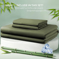 3 Piece Hotel Bamboo Cooling Fitted Sheet Set & Pillowcase -Ultra Soft 2000TC Breathable Fitted Bed Sheets Set with 37 Centimetre Deep Pocket-Cooling Sheets for Hot Sleepers(Olive green,Double)