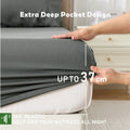 3 Piece Hotel Bamboo Cooling Fitted Sheet Set & Pillowcase -Ultra Soft 2000TC Breathable Fitted Bed Sheets Set with 37 Centimetre Deep Pocket-Cooling Sheets for Hot Sleepers(Grey,King)