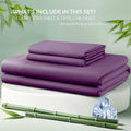 3 Piece Hotel Bamboo Cooling Fitted Sheet Set & Pillowcase -Ultra Soft 2000TC Breathable Fitted Bed Sheets Set with 37 Centimetre Deep Pocket-Cooling Sheets for Hot Sleepers(Purple,King)