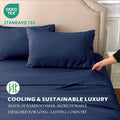 4 Piece Hotel Bamboo Cooling Sheet Set -Ultra Soft 2000TC Breathable Bed Sheets Set with 37 Centimetre Deep Pocket-Cooling Sheets for Hot Sleepers(Navy,King)