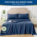 4 Piece Hotel Bamboo Cooling Sheet Set -Ultra Soft 2000TC Breathable Bed Sheets Set with 37 Centimetre Deep Pocket-Cooling Sheets for Hot Sleepers(Navy,King)